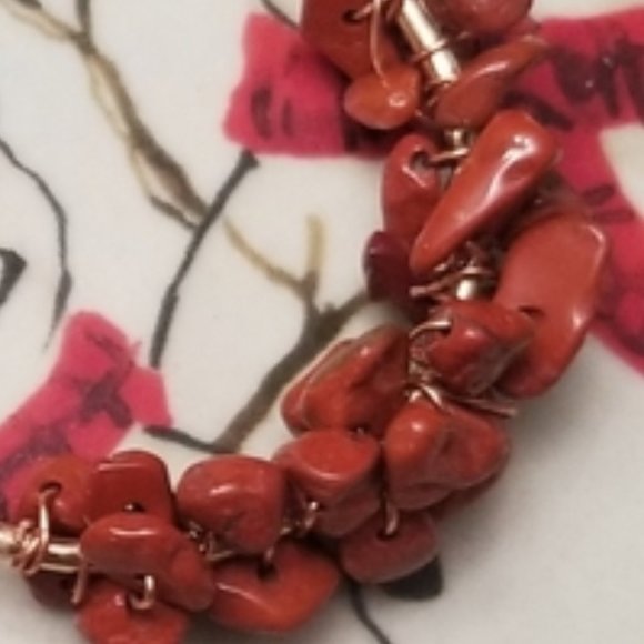 Natural Stone Hoop Earrings with Hypoallergenic metal.🍁 - Picture 5 of 8